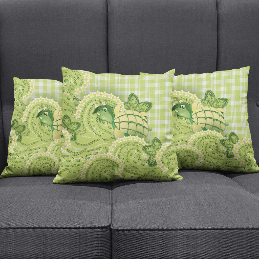 Hawaii Palaka Pillow Cover Cute Green Mango Turtle On The Waves DT05 - Polynesian Pride
