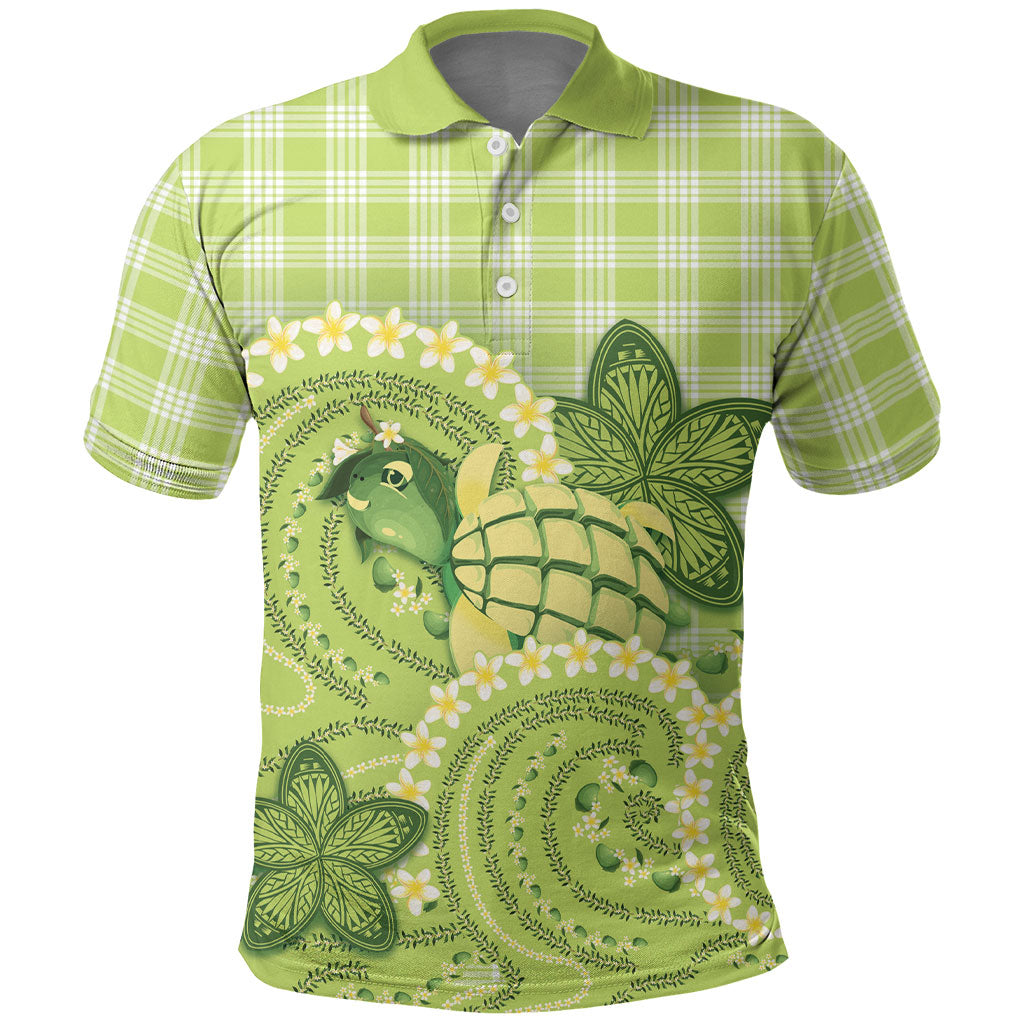Hawaii Palaka Polo Shirt Cute Green Mango Turtle On The Waves DT05 Green - Polynesian Pride