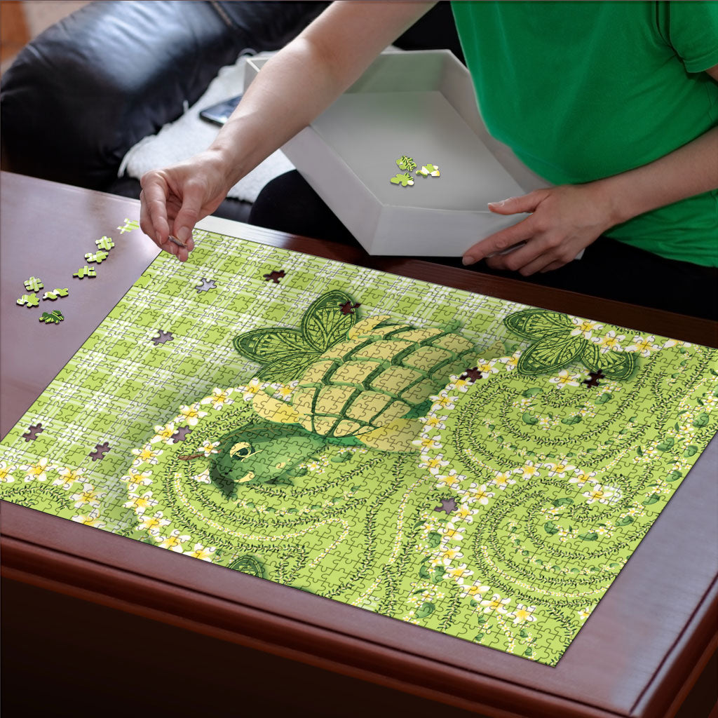 Hawaii Palaka Puzzle Cute Green Mango Turtle On The Waves DT05 - Polynesian Pride