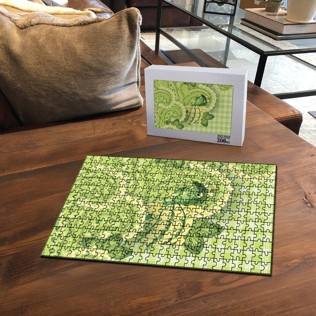 Hawaii Palaka Puzzle Cute Green Mango Turtle On The Waves DT05 - Polynesian Pride