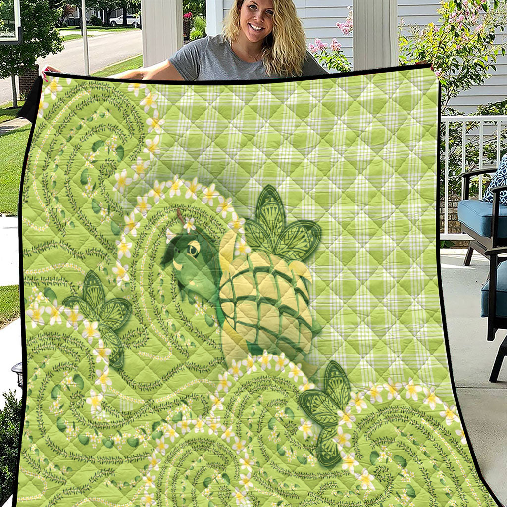 Hawaii Palaka Quilt Cute Green Mango Turtle On The Waves DT05 Green - Polynesian Pride