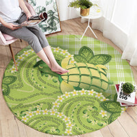 Hawaii Palaka Round Carpet Cute Green Mango Turtle On The Waves DT05 - Polynesian Pride