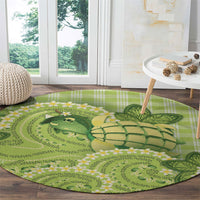 Hawaii Palaka Round Carpet Cute Green Mango Turtle On The Waves DT05 - Polynesian Pride