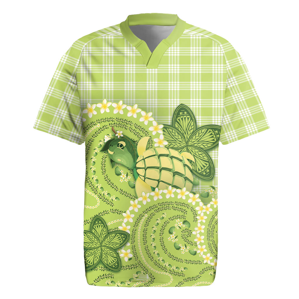 Hawaii Palaka Rugby Jersey Cute Green Mango Turtle On The Waves DT05 Green - Polynesian Pride