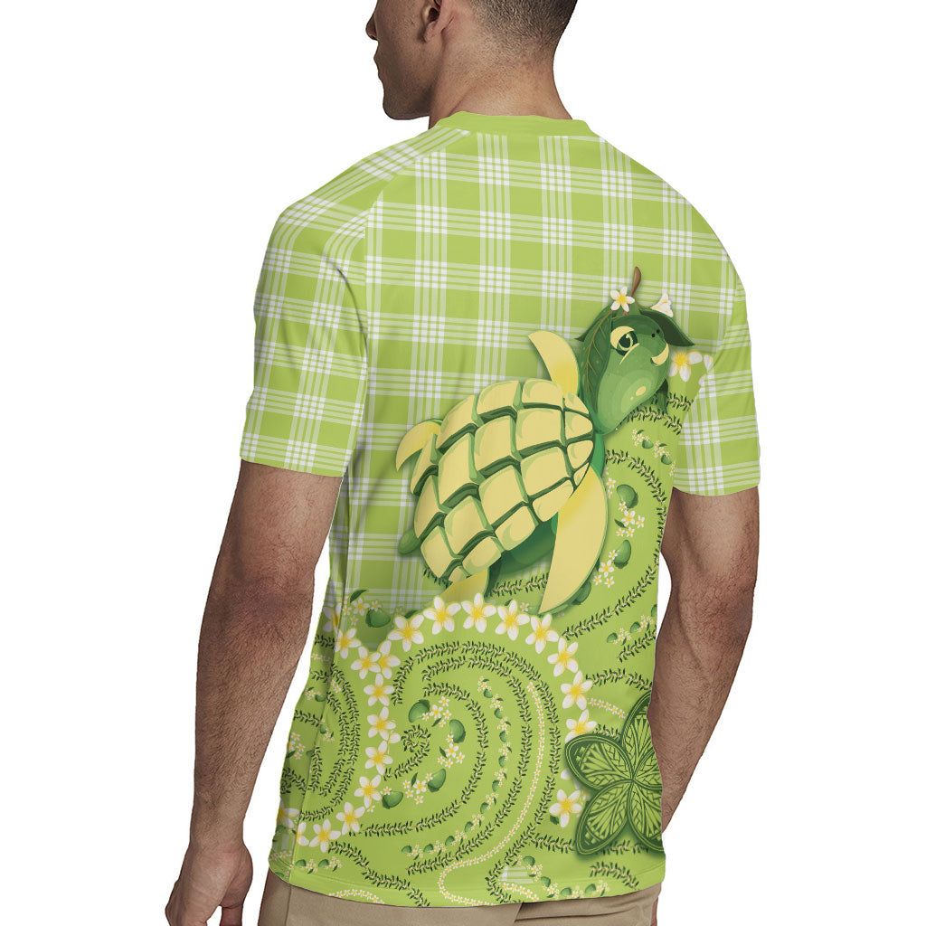 Hawaii Palaka Rugby Jersey Cute Green Mango Turtle On The Waves DT05 - Polynesian Pride