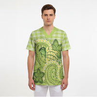 Hawaii Palaka Scrub Top Cute Green Mango Turtle On The Waves DT05 - Polynesian Pride