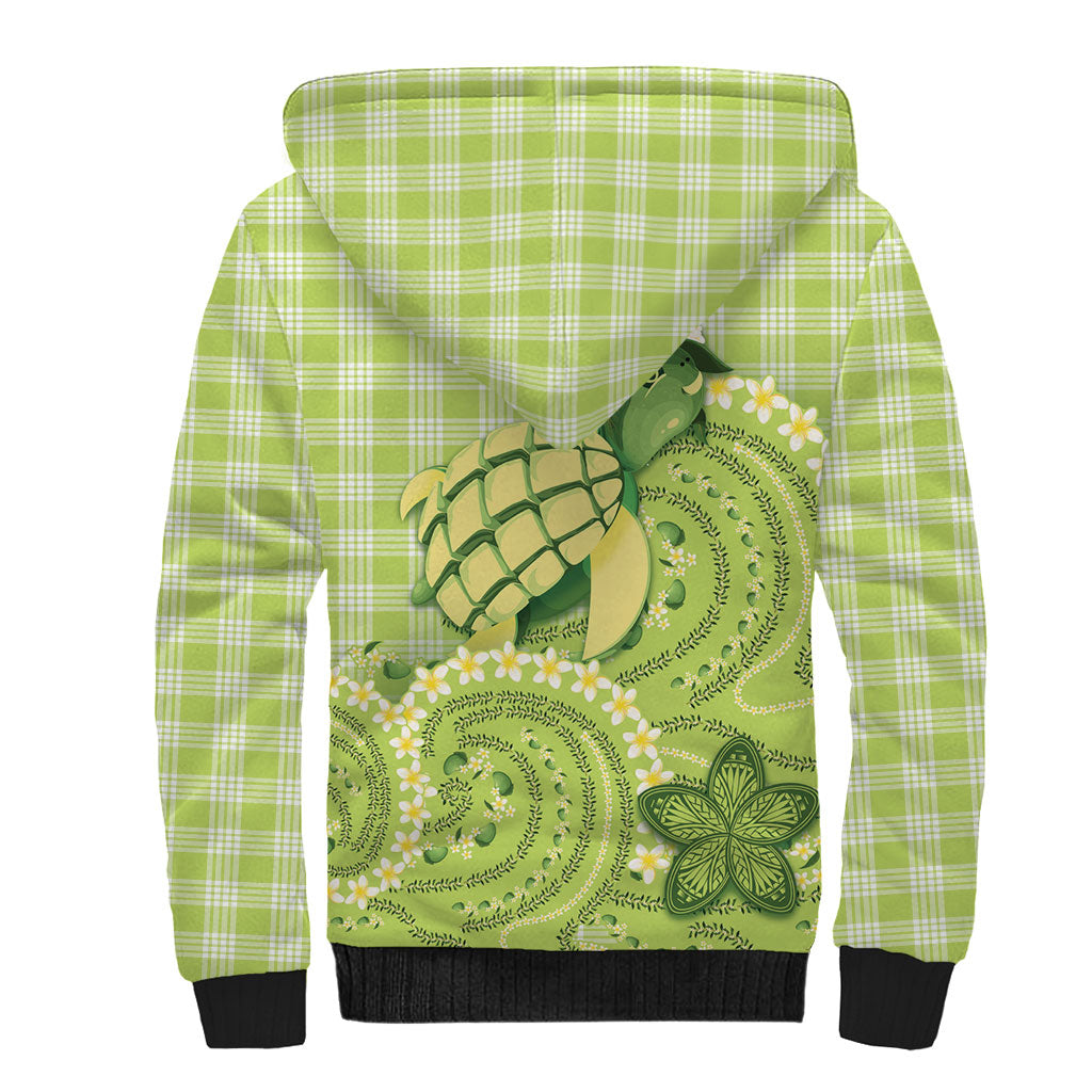 Hawaii Palaka Sherpa Hoodie Cute Green Mango Turtle On The Waves DT05 - Polynesian Pride