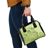 Hawaii Palaka Shoulder Handbag Cute Green Mango Turtle On The Waves DT05 - Polynesian Pride