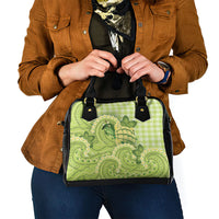 Hawaii Palaka Shoulder Handbag Cute Green Mango Turtle On The Waves DT05 - Polynesian Pride