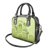 Hawaii Palaka Shoulder Handbag Cute Green Mango Turtle On The Waves DT05 - Polynesian Pride