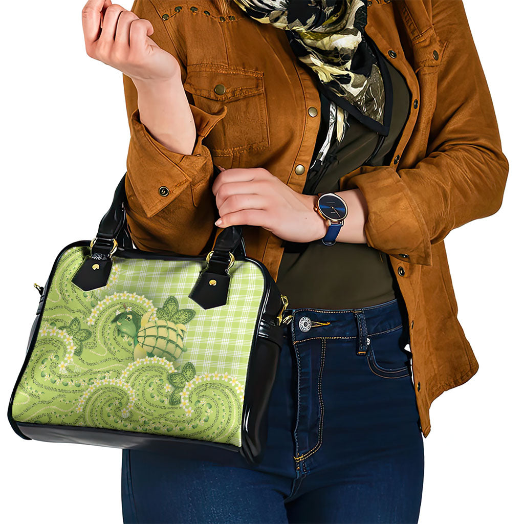 Hawaii Palaka Shoulder Handbag Cute Green Mango Turtle On The Waves DT05 - Polynesian Pride