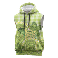 Hawaii Palaka Sleeveless Hoodie Cute Green Mango Turtle On The Waves DT05 Green - Polynesian Pride