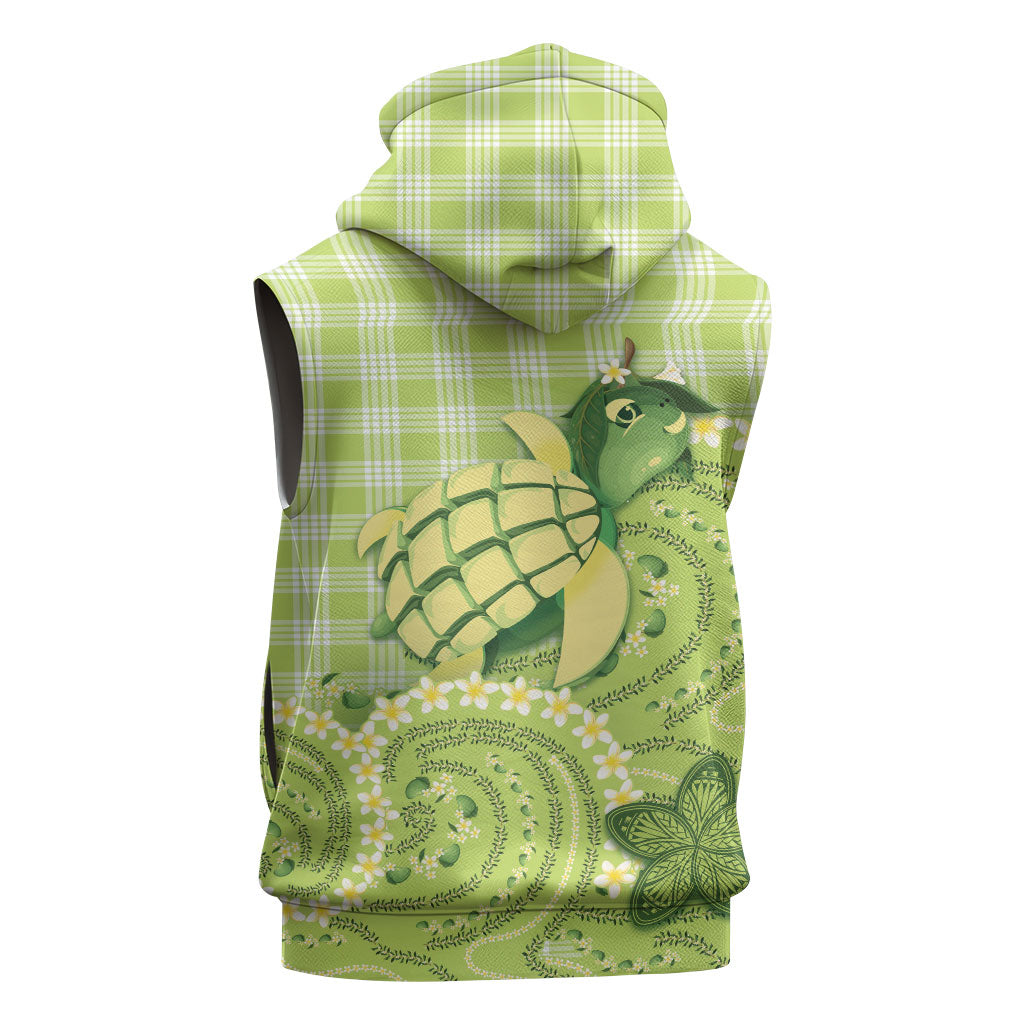 Hawaii Palaka Sleeveless Hoodie Cute Green Mango Turtle On The Waves DT05 - Polynesian Pride