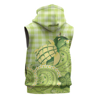 Hawaii Palaka Sleeveless Hoodie Cute Green Mango Turtle On The Waves DT05 - Polynesian Pride
