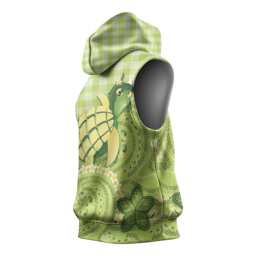 Hawaii Palaka Sleeveless Hoodie Cute Green Mango Turtle On The Waves DT05 - Polynesian Pride