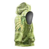 Hawaii Palaka Sleeveless Hoodie Cute Green Mango Turtle On The Waves DT05 - Polynesian Pride