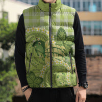 Hawaii Palaka Sleeveless Puffer Jacket Cute Green Mango Turtle On The Waves DT05 - Polynesian Pride
