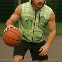 Hawaii Palaka Sleeveless Zip Hoodie Cute Green Mango Turtle On The Waves DT05 - Polynesian Pride