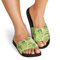 Hawaii Palaka Slide Sandals Cute Green Mango Turtle On The Waves DT05 - Polynesian Pride