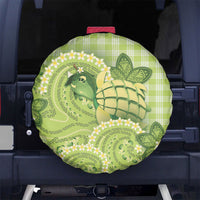 Hawaii Palaka Spare Tire Cover Cute Green Mango Turtle On The Waves DT05 No hole Green - Polynesian Pride