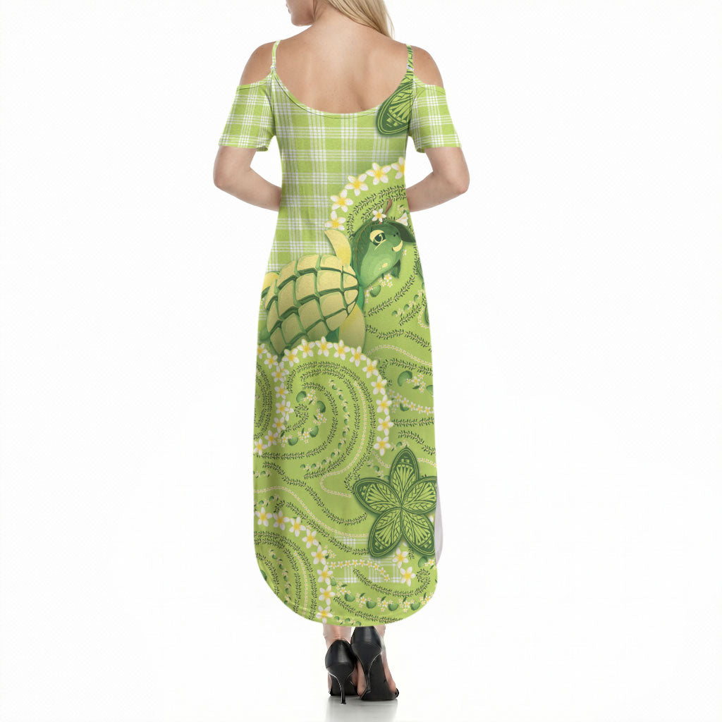 Hawaii Palaka Summer Maxi Dress Cute Green Mango Turtle On The Waves DT05 - Polynesian Pride
