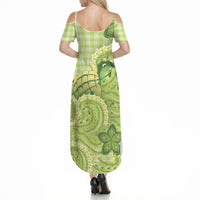 Hawaii Palaka Summer Maxi Dress Cute Green Mango Turtle On The Waves DT05 - Polynesian Pride