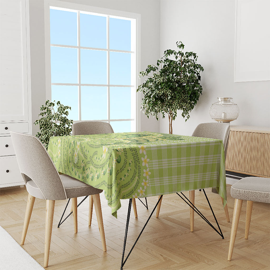 Hawaii Palaka Tablecloth Cute Green Mango Turtle On The Waves DT05 - Polynesian Pride