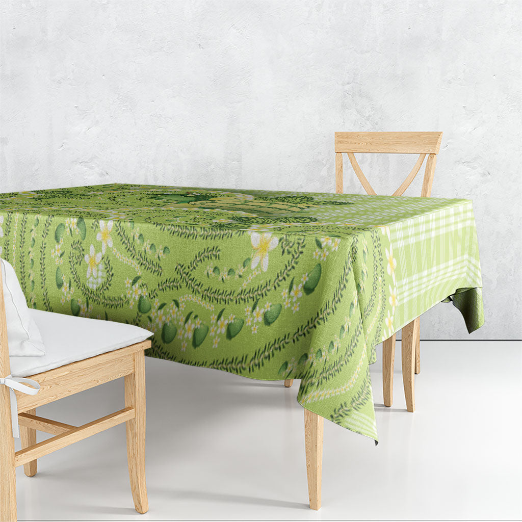Hawaii Palaka Tablecloth Cute Green Mango Turtle On The Waves DT05 - Polynesian Pride