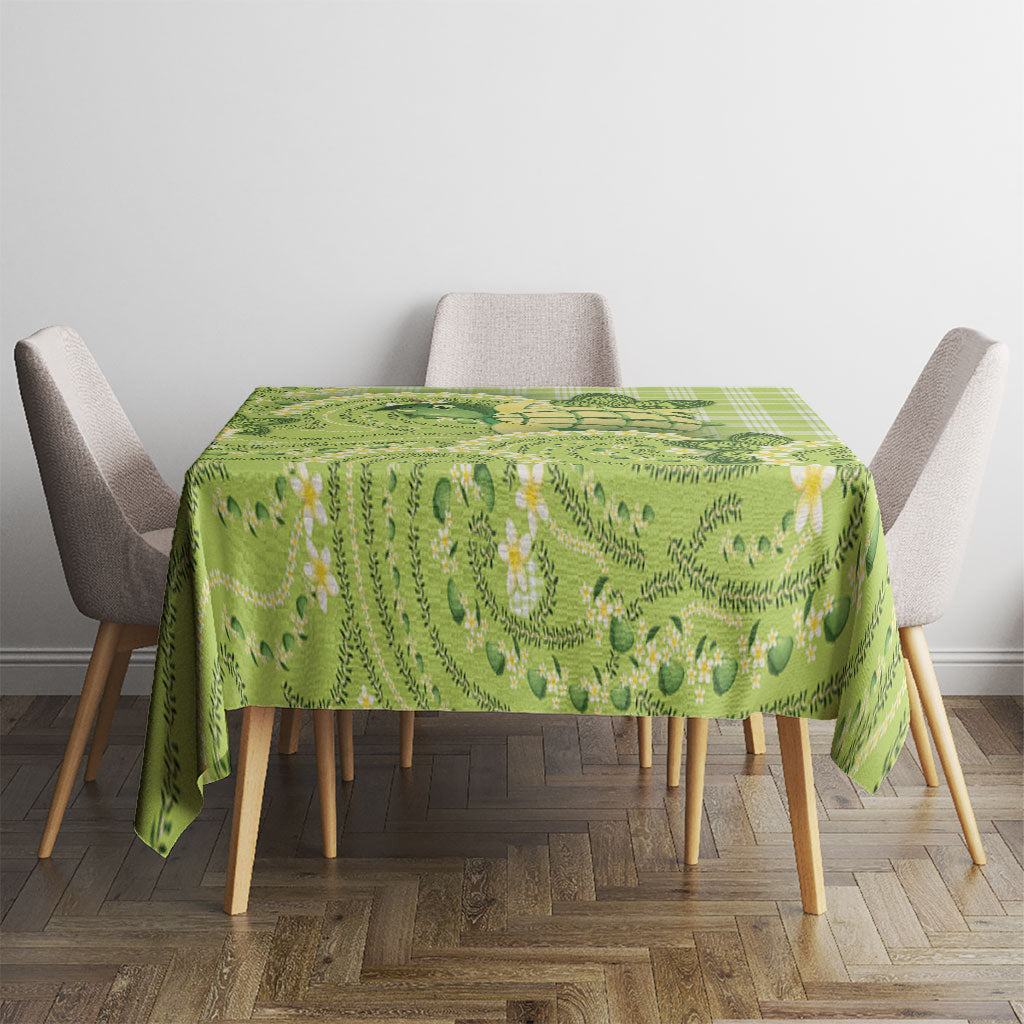 Hawaii Palaka Tablecloth Cute Green Mango Turtle On The Waves DT05 - Polynesian Pride