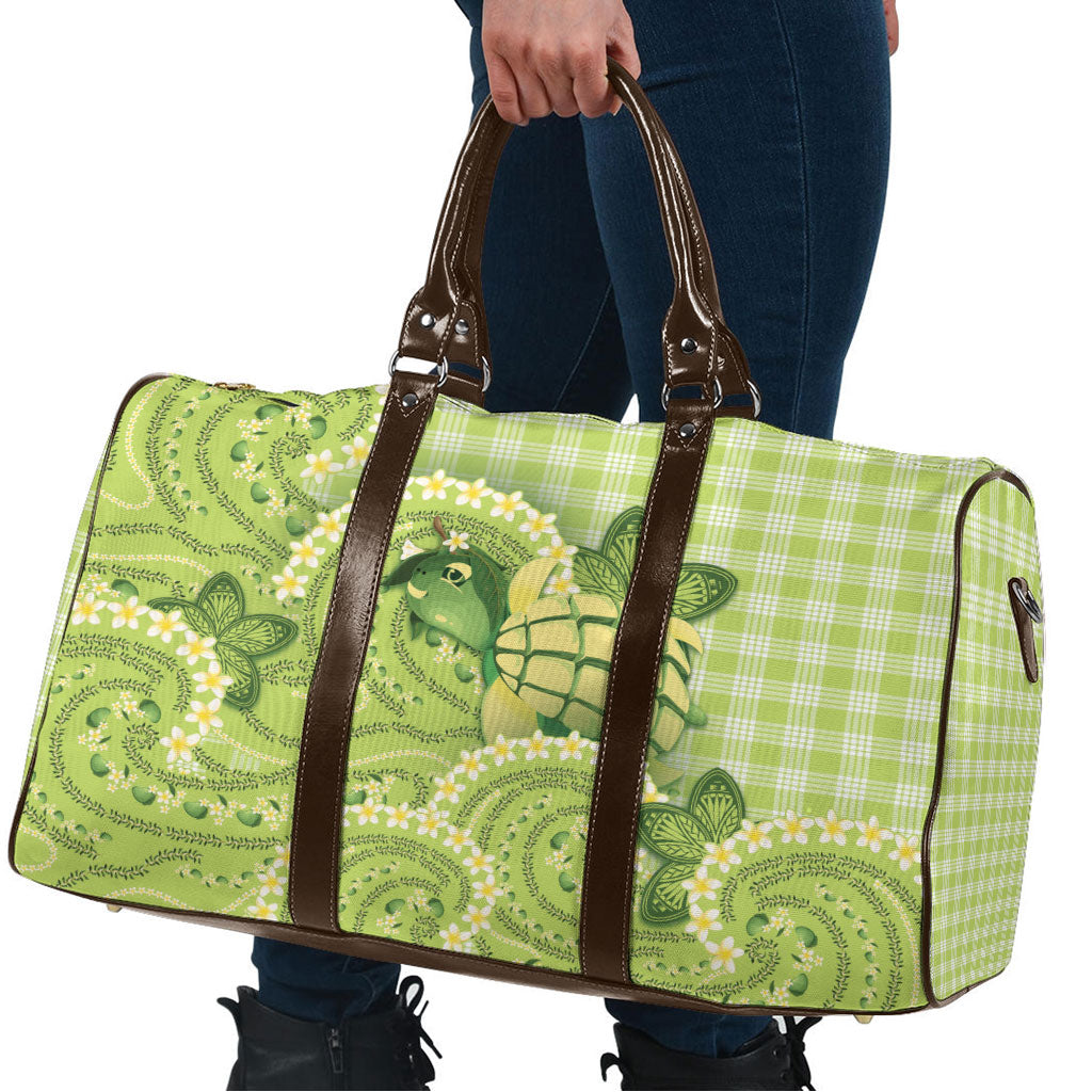 Hawaii Palaka Travel Bag Cute Green Mango Turtle On The Waves DT05 - Polynesian Pride