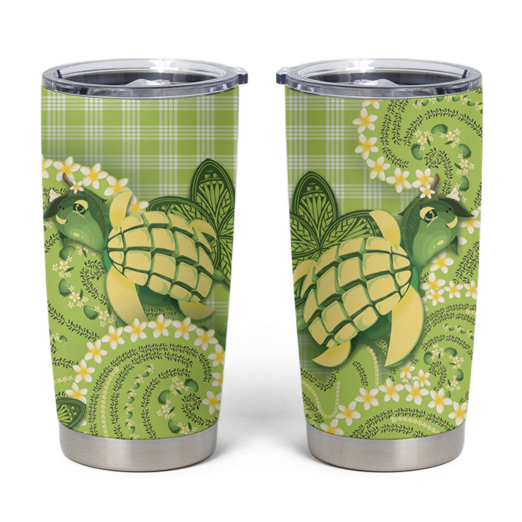 Hawaii Palaka Tumbler Cup Cute Green Mango Turtle On The Waves DT05 Green - Polynesian Pride