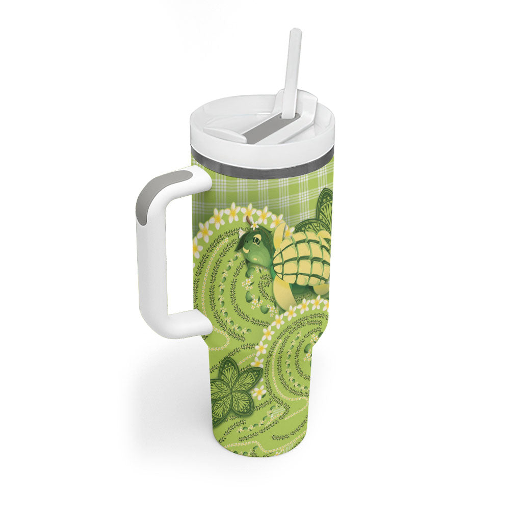 Hawaii Palaka Tumbler With Handle Cute Green Mango Turtle On The Waves DT05 - Polynesian Pride