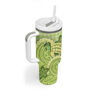 Hawaii Palaka Tumbler With Handle Cute Green Mango Turtle On The Waves DT05 - Polynesian Pride