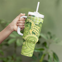 Hawaii Palaka Tumbler With Handle Cute Green Mango Turtle On The Waves DT05 - Polynesian Pride