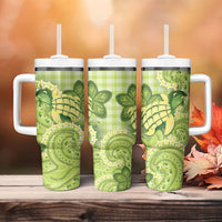 Hawaii Palaka Tumbler With Handle Cute Green Mango Turtle On The Waves DT05 - Polynesian Pride