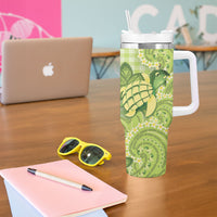 Hawaii Palaka Tumbler With Handle Cute Green Mango Turtle On The Waves DT05 - Polynesian Pride
