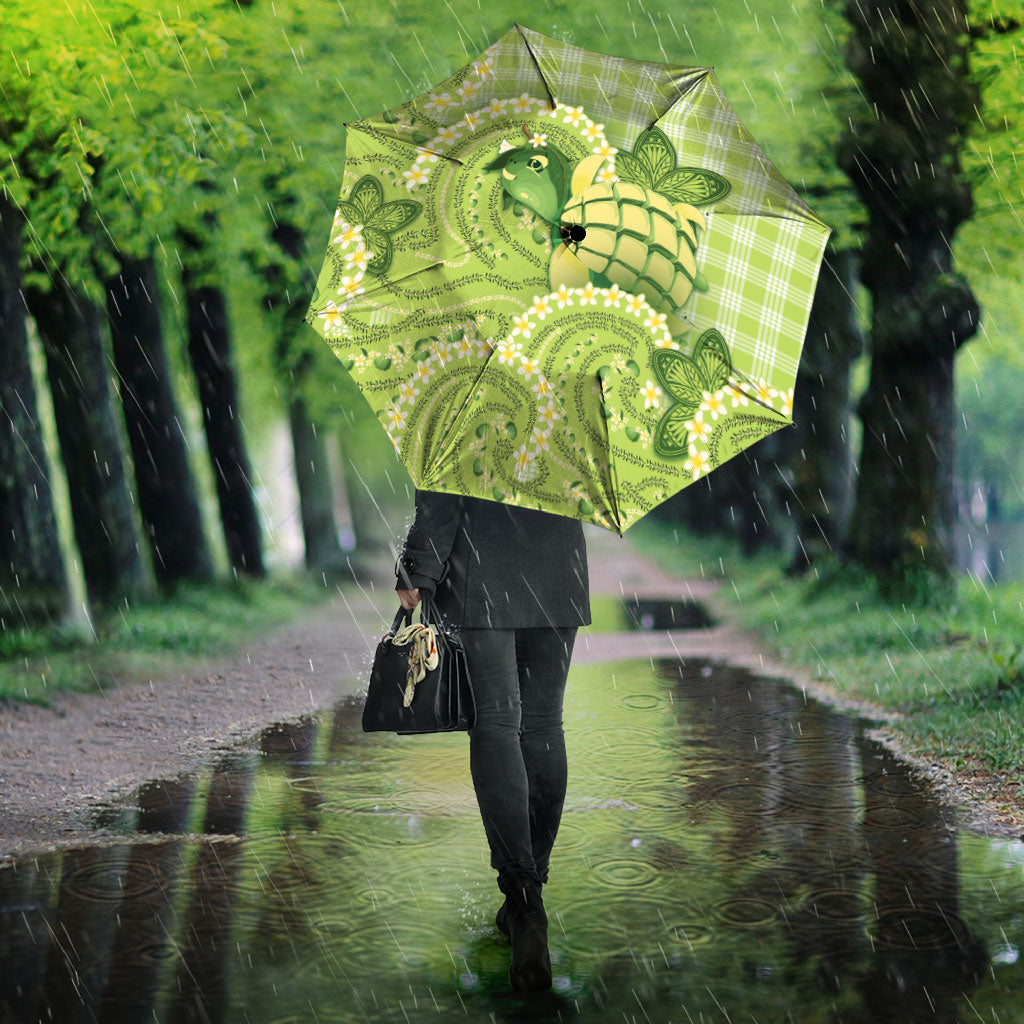Hawaii Palaka Umbrella Cute Green Mango Turtle On The Waves DT05 - Polynesian Pride