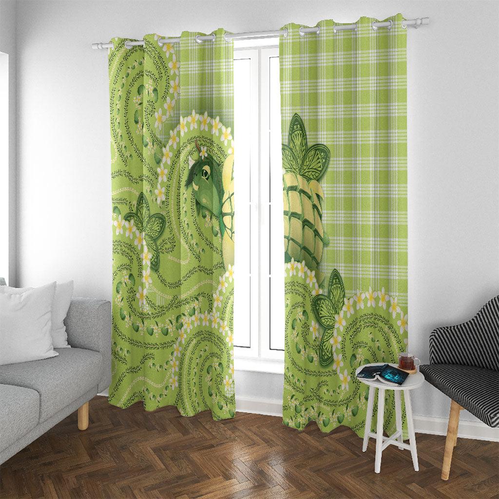 Hawaii Palaka Window Curtain Cute Green Mango Turtle On The Waves DT05 With Grommets Green - Polynesian Pride