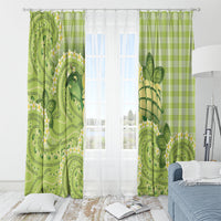 Hawaii Palaka Window Curtain Cute Green Mango Turtle On The Waves DT05 - Polynesian Pride