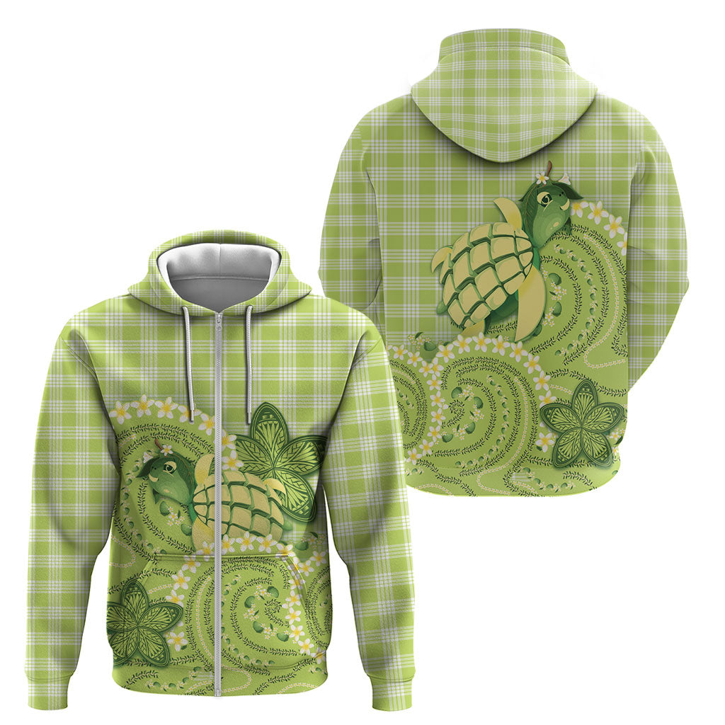 Hawaii Palaka Zip Hoodie Cute Green Mango Turtle On The Waves DT05 - Polynesian Pride