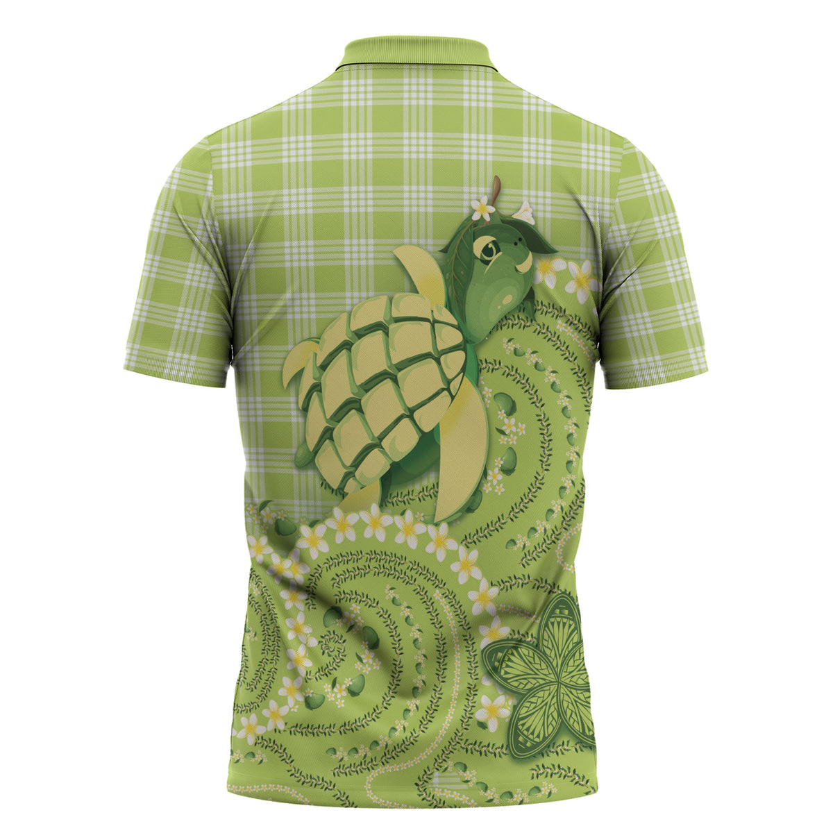 Hawaii Palaka Zipper Polo Shirt Cute Green Mango Turtle On The Waves DT05 - Polynesian Pride
