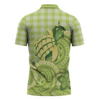 Hawaii Palaka Zipper Polo Shirt Cute Green Mango Turtle On The Waves DT05 - Polynesian Pride