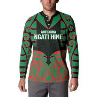 Custom Aotearoa Ngati Hine Button Sweatshirt Maori Pattern New Zealand - Polynesian Pride