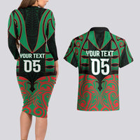 Custom Aotearoa Ngati Hine Couples Matching Long Sleeve Bodycon Dress and Hawaiian Shirt Maori Pattern New Zealand - Polynesian Pride