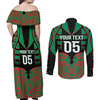 Custom Aotearoa Ngati Hine Couples Matching Off Shoulder Maxi Dress and Long Sleeve Button Shirt Maori Pattern New Zealand DT05 - Polynesian Pride