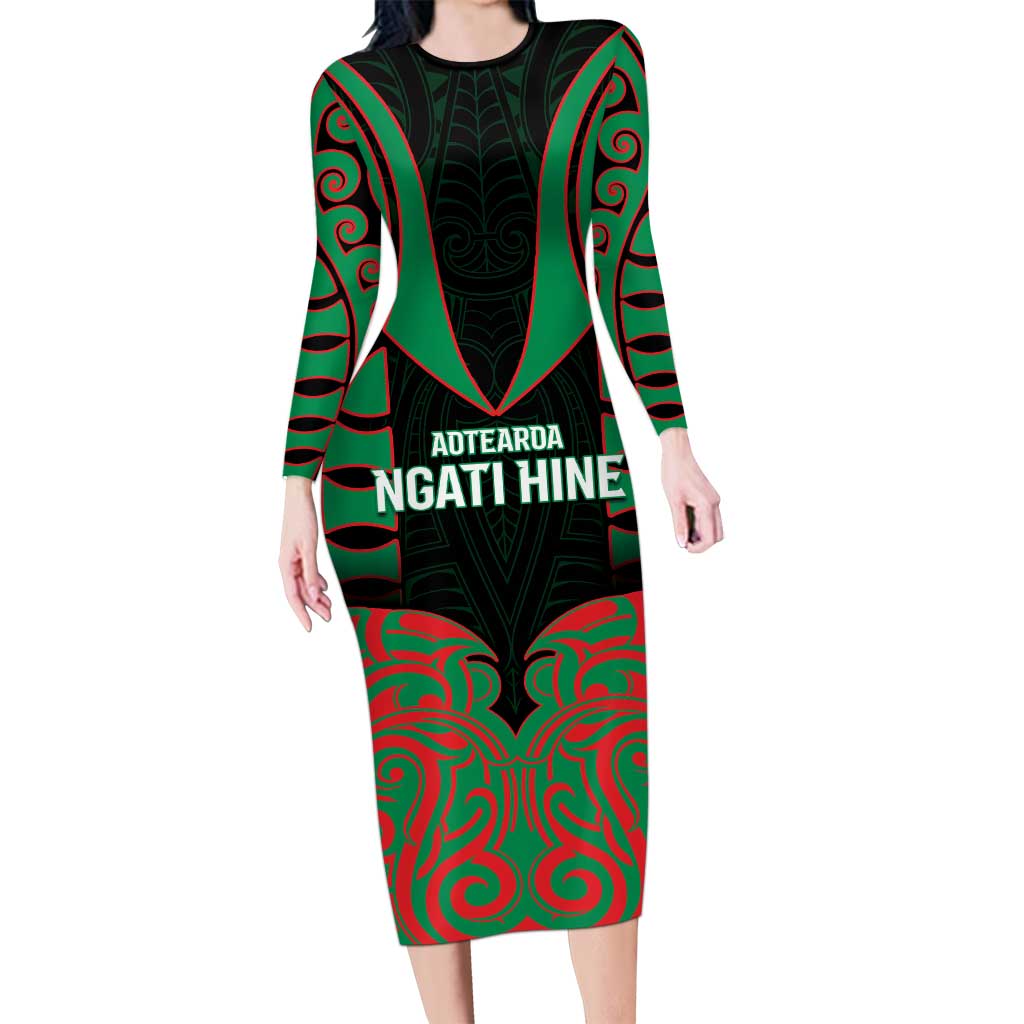 Custom Aotearoa Ngati Hine Family Matching Long Sleeve Bodycon Dress and Hawaiian Shirt Maori Pattern New Zealand - Polynesian Pride