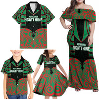 Custom Aotearoa Ngati Hine Family Matching Off Shoulder Maxi Dress and Hawaiian Shirt Maori Pattern New Zealand DT05 - Polynesian Pride