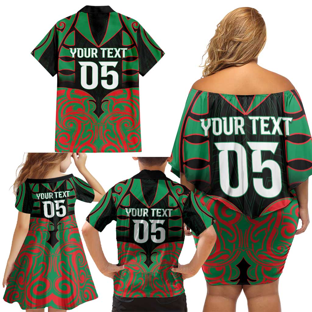 Custom Aotearoa Ngati Hine Family Matching Off Shoulder Short Dress and Hawaiian Shirt Maori Pattern New Zealand DT05 - Polynesian Pride