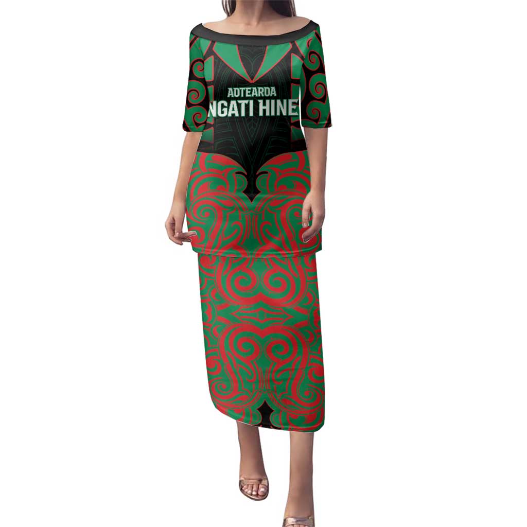 Custom Aotearoa Ngati Hine Family Matching Puletasi and Hawaiian Shirt Maori Pattern New Zealand - Polynesian Pride
