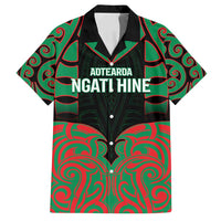 Custom Aotearoa Ngati Hine Family Matching Summer Maxi Dress and Hawaiian Shirt Maori Pattern New Zealand DT05 Dad's Shirt - Short Sleeve Green - Polynesian Pride